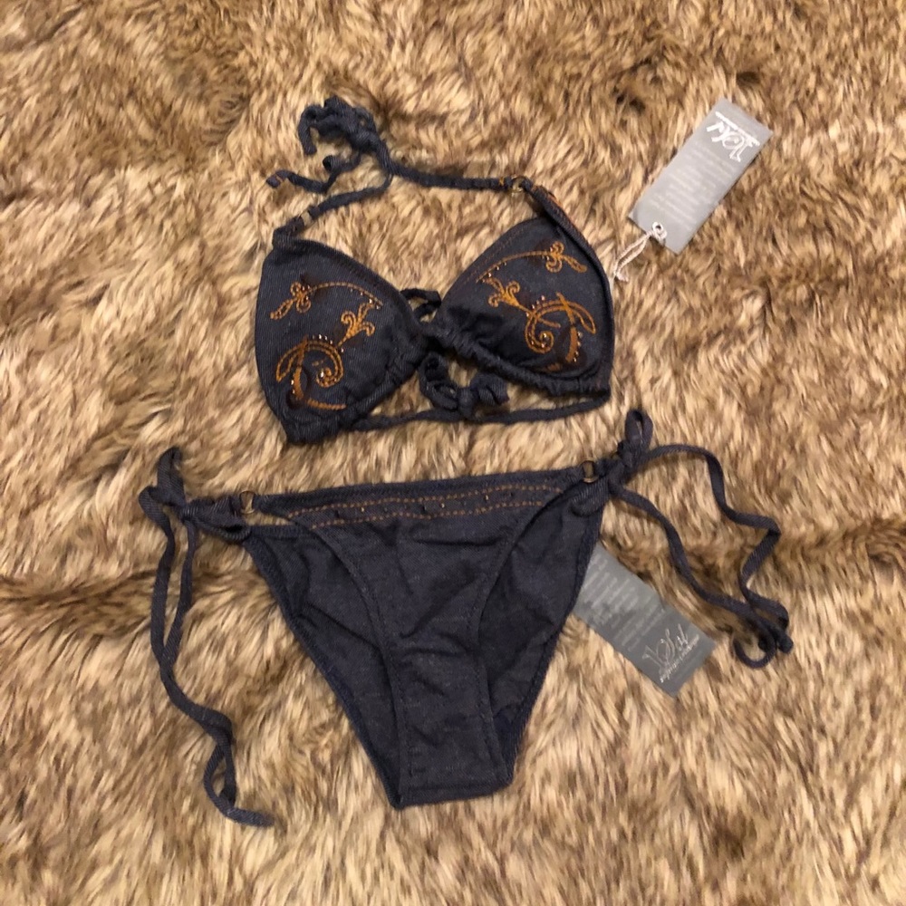 NWT 1Sol bikini Jean w/copper paisley pattern